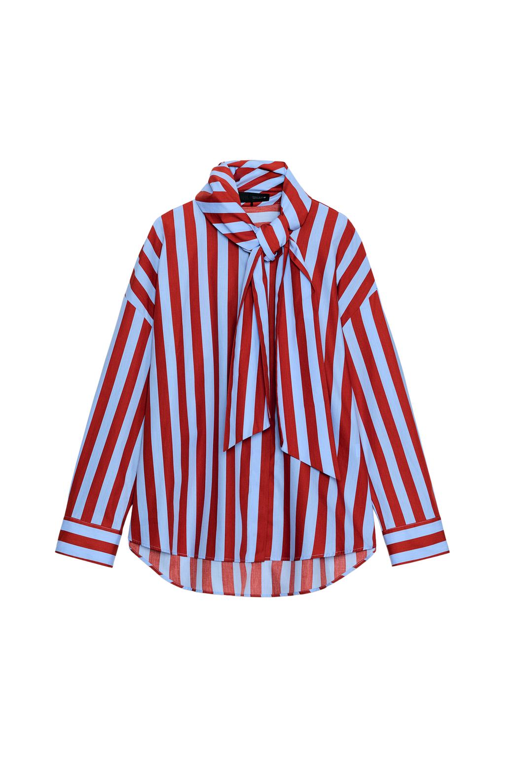BOW NECK STRIPED SHIRT - image 3