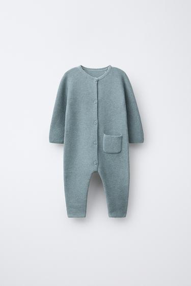 KNIT JUMPSUIT WITH LINKS - Green / Blue by Zara