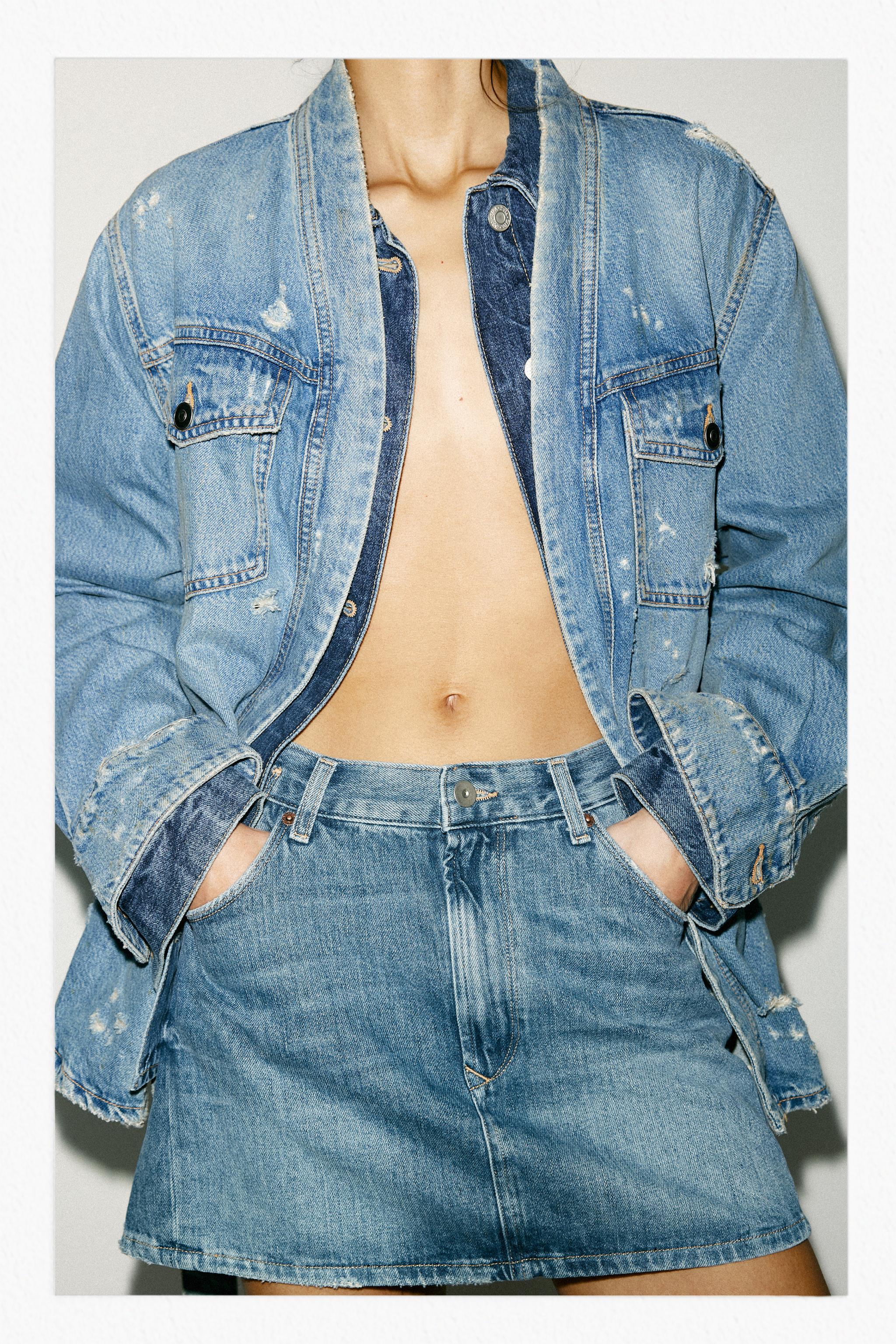 TRF BAGGY DENIM MINI SKIRT - Blue | ZARA United States