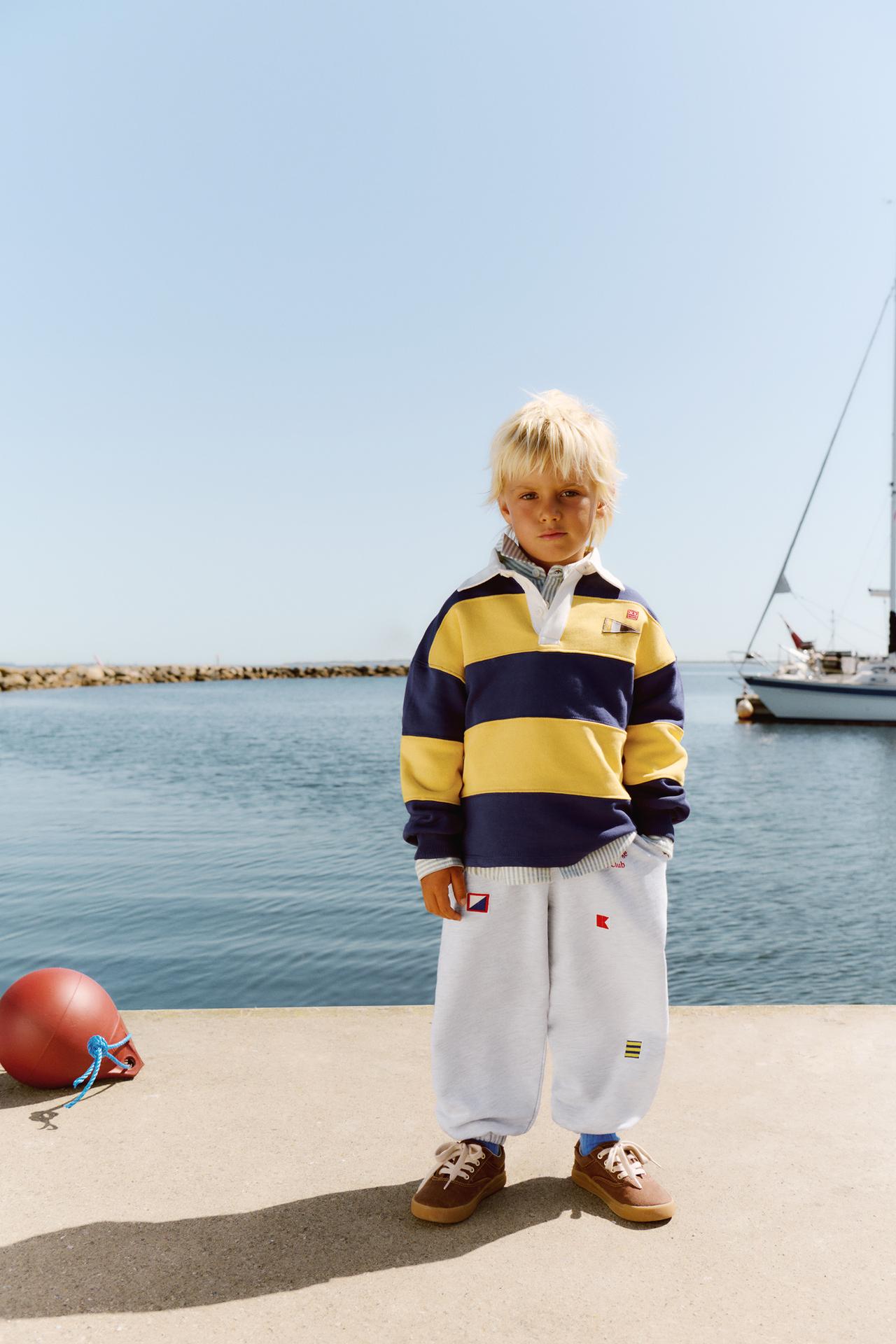 STRIPED PATCH POLO SHIRT — Yellow