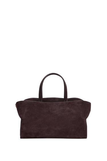 LEATHER CITY BAG - Brown by Zara