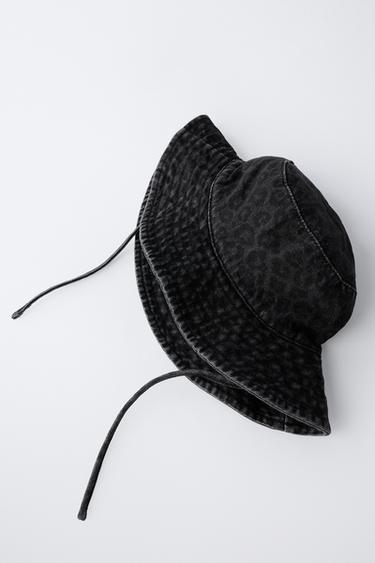BOB BUCKET EN DENIM ANIMAL PRINT - Noir de Zara - Image 1
