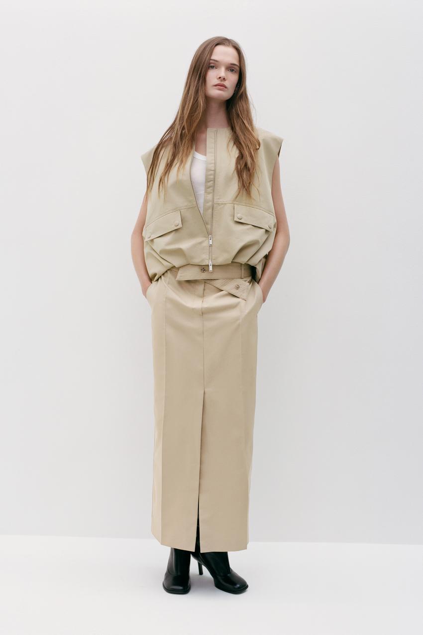 ZWコレクション オーバーサイズ ボリュームベスト - ベージュ | ZARA 