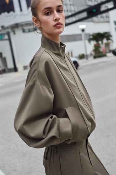 HIGH-NECK BOMBER JACKET - Khaki by Zara - Image 2