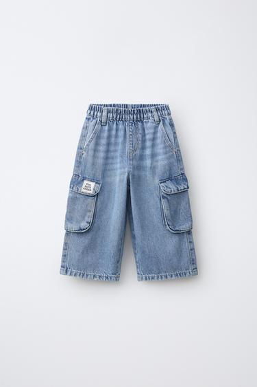 BALLOON CARGO JEANS WITH LABEL - Mid-blue by Zara