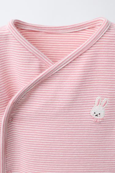 STRIPED TROUSERS AND T-SHIRT SET WITH EMBROIDERED BUNNY - Pink by Zara - Image 2