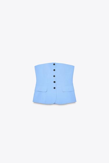 Zara STRAPLESS TOP VEST - Sky blue