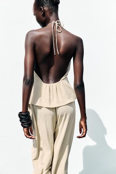 HALTER TWO-PIECE EFFECT JUMPSUIT - Sand by Zara - Image 2