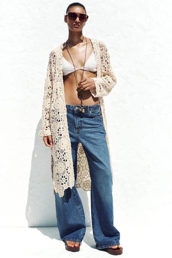 HÁČKOVANÉ KIMONO - Světle béžová od Zara - Obrázek 0