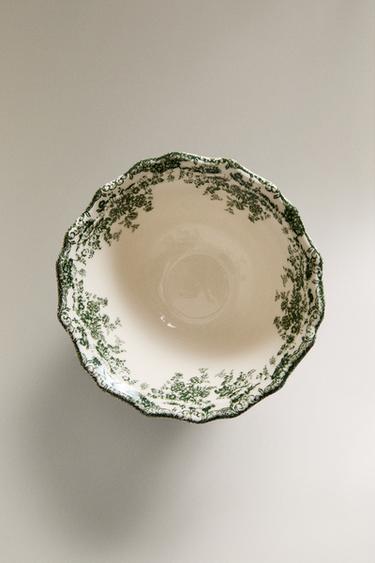 FLORAL EARTHENWARE SNACK BOWL - Dark olive by Zara - Image 4