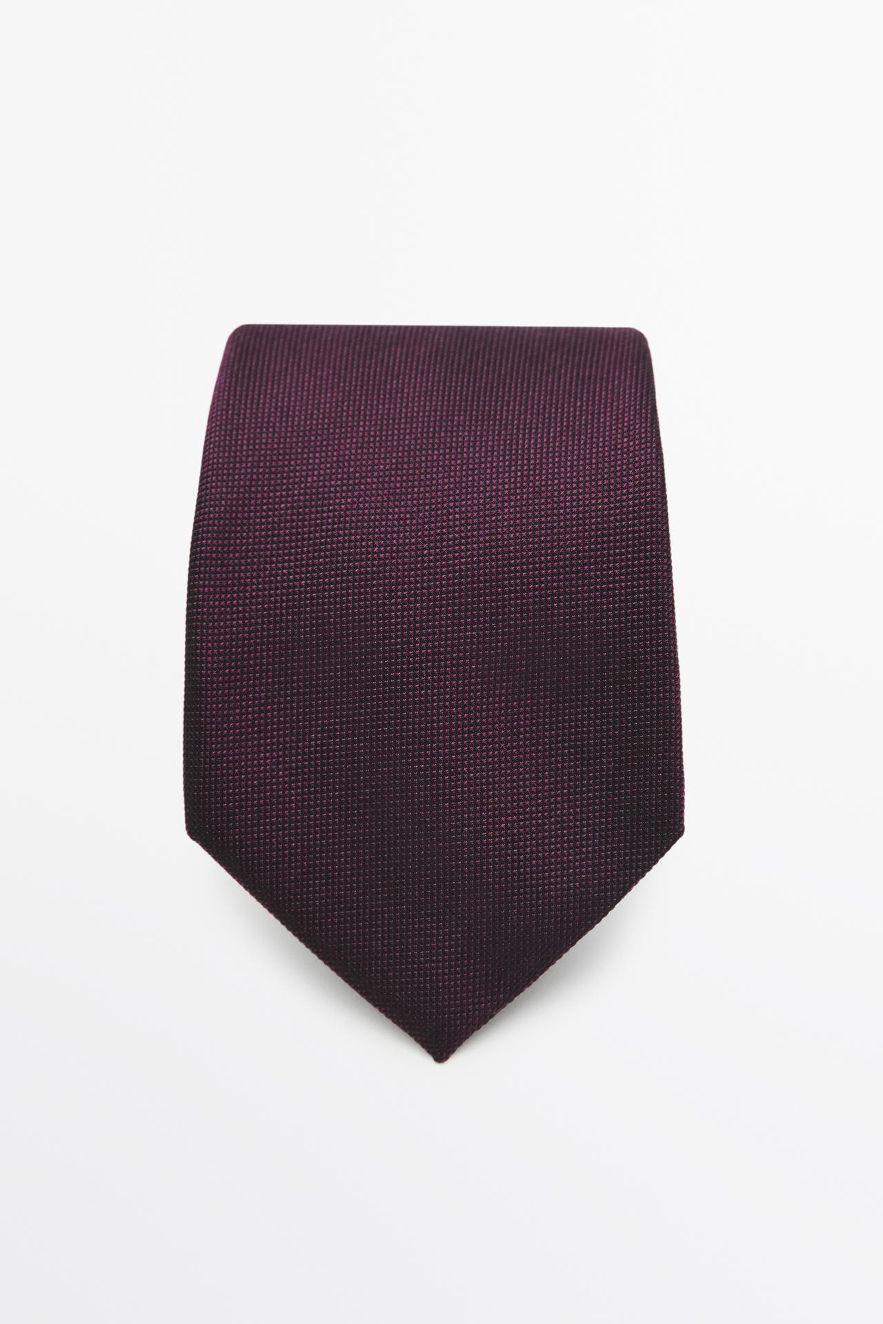 100% silk textured tie — white