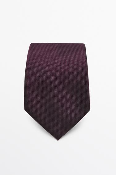 100% silk textured tie — white 1
