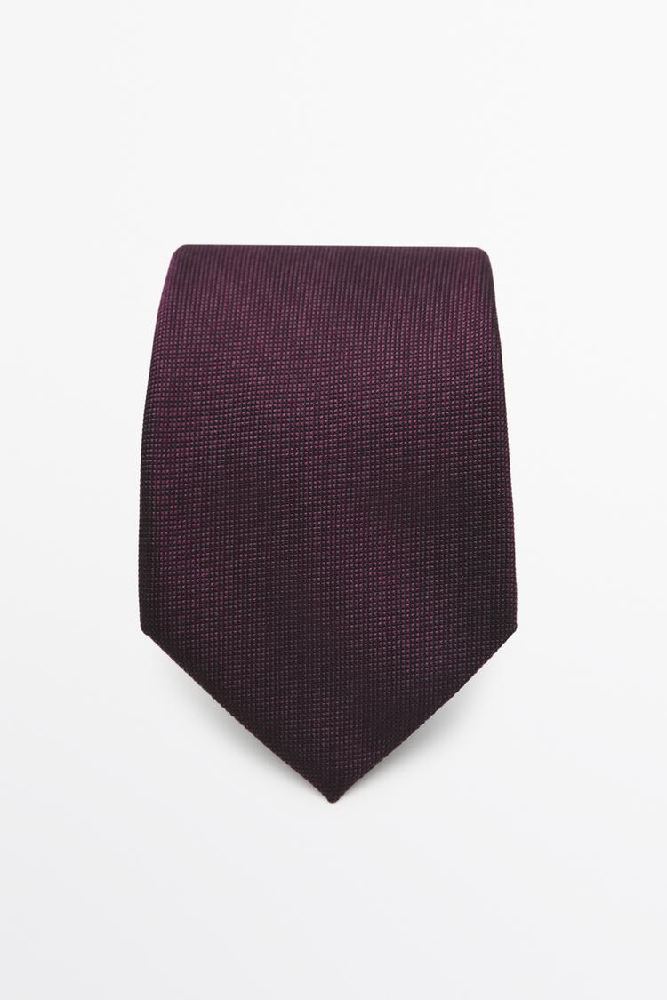 100% silk textured tie — white