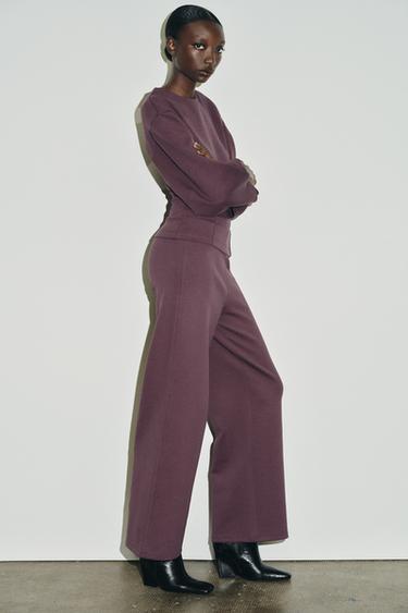 INTERLOCK WIDE-LEG TROUSERS - Dusty purple by Zara