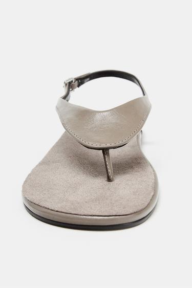 LIMITED EDITION FLAT LEATHER SANDALS - Grey by Zara - Image 4