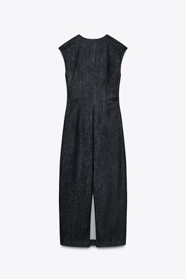 Z1975 GOLD APPLIQUÉ DENIM MIDI DRESS - Blue by Zara - Image 4