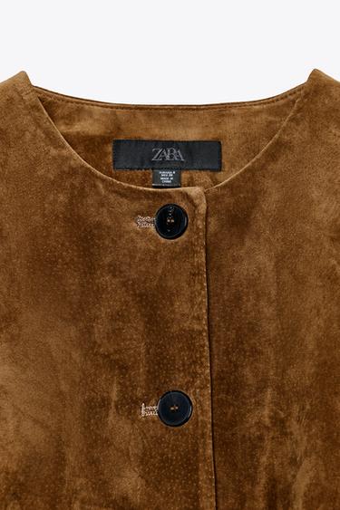 100% LEATHER JACKET - whisky by Zara - Image 8