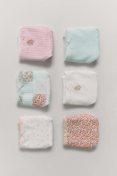 2-6 TAHUN/ PAKET ENAM CELANA DALAM PATCHWORK DAN BUNGA RIB - Ragam warna dari Zara