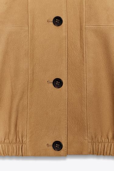 LEATHER BOMBER JACKET ZW COLLECTION LIMITED EDITION - Mid-camel by Zara - Image 3