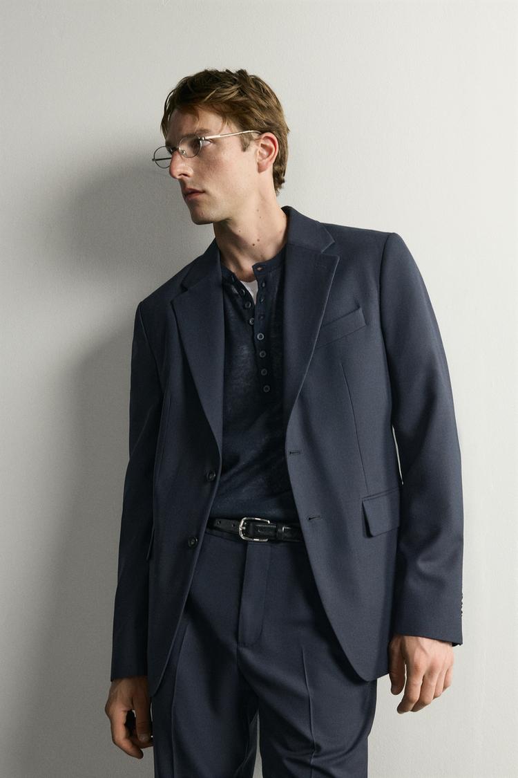 Blazer de traje de mezcla de lana de corte regular 5