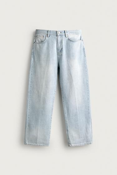 JEANS LOOSE CROPPED FIT - Azul claro de Zara