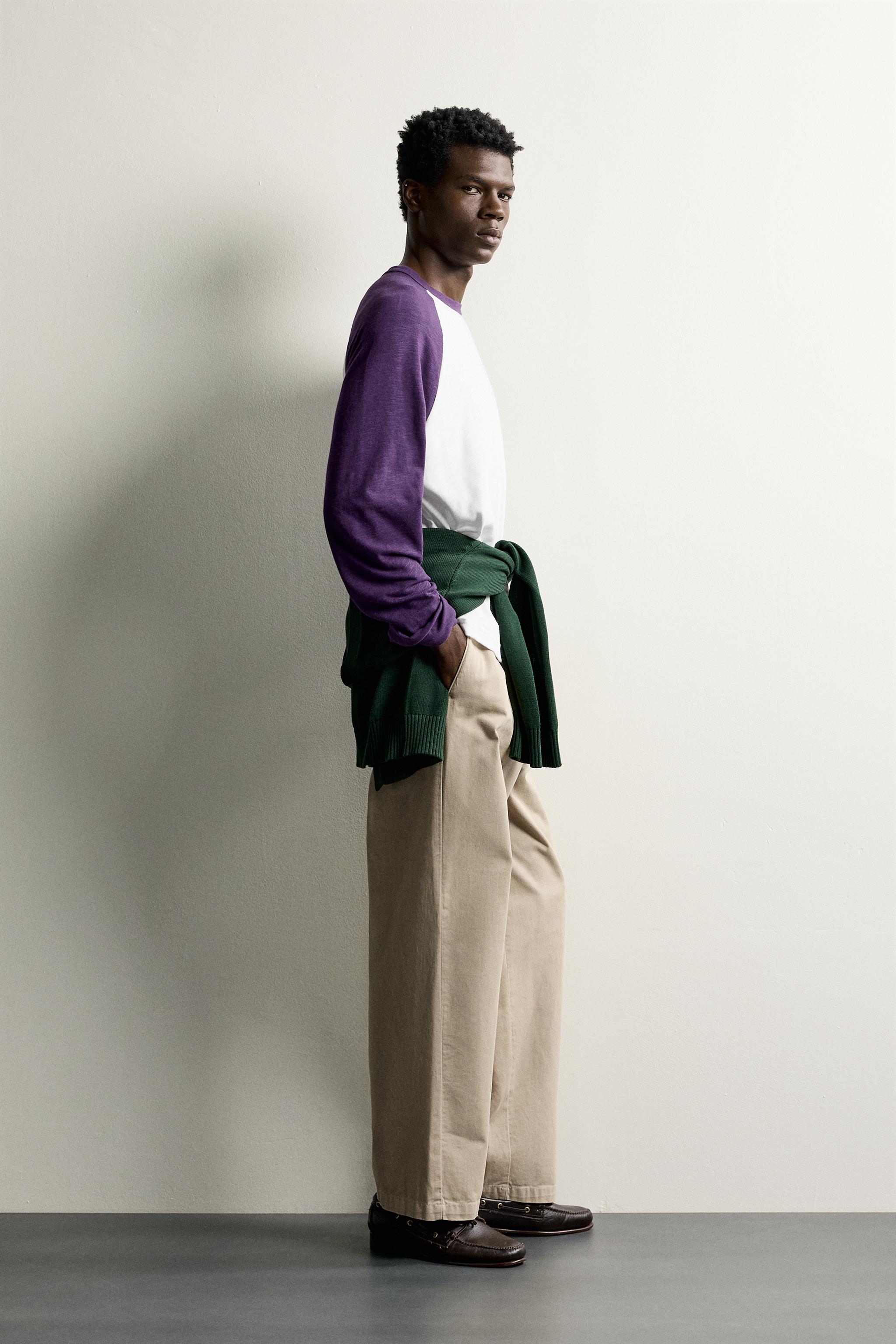 Zara REGULAR FIT COLOR BLOCK T-SHIRT görsel 4