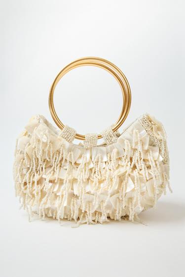 Zara PEARLESCENT EFFECT HANDBAG - white