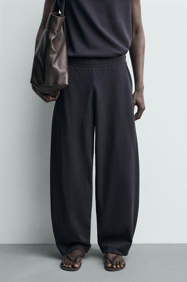BALLOON FIT RIBBED JOGGERS - Blue by Zara