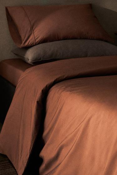 Zara PERCALE COTTON DUVET COVER (300 THREAD COUNT) - Brick