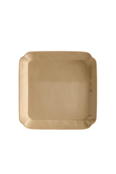 Zaras FYRKANTIG BRICKA I STENGODS - Grå/beige