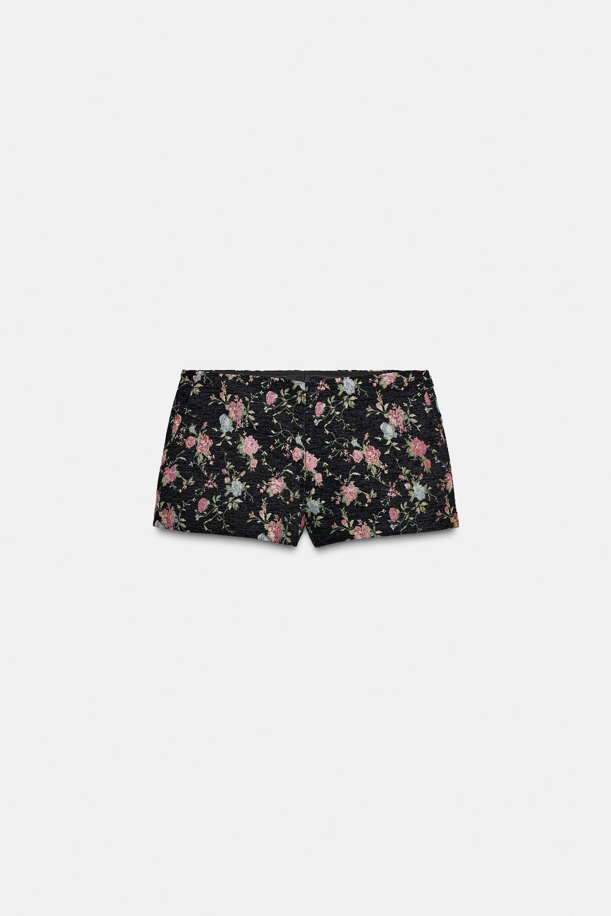 FLORAL JACQUARD MINI SHORTS - Black | ZARA Australia