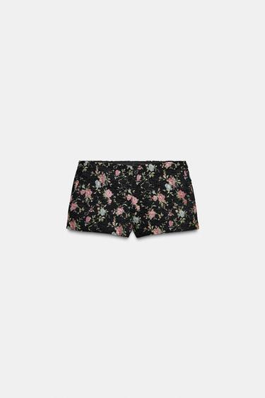 FLORAL JACQUARD MINI SHORTS - Black by Zara - Image 4