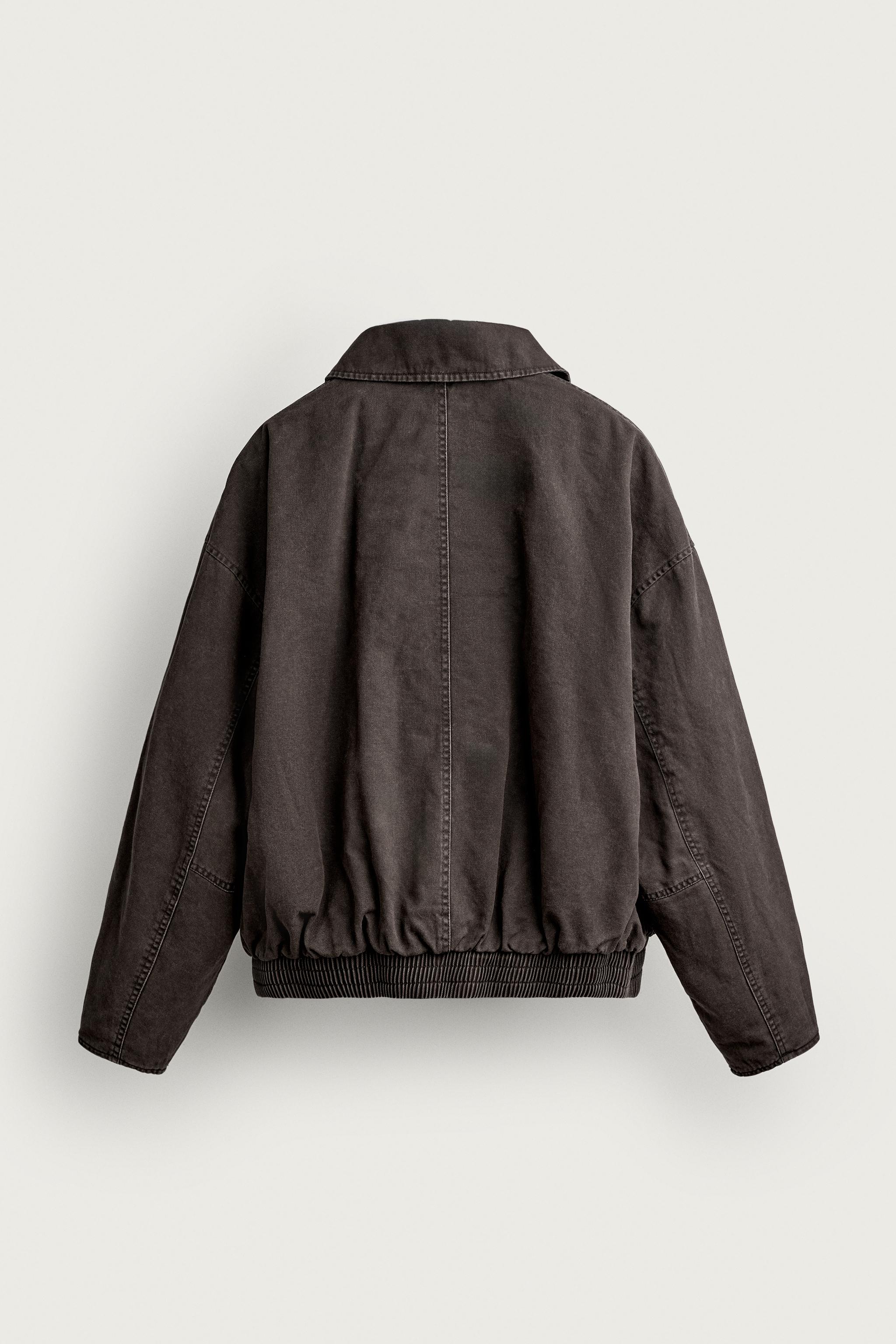 ウォッシュ加工キルティングボンバージャケット - ダークカーキ | ZARA