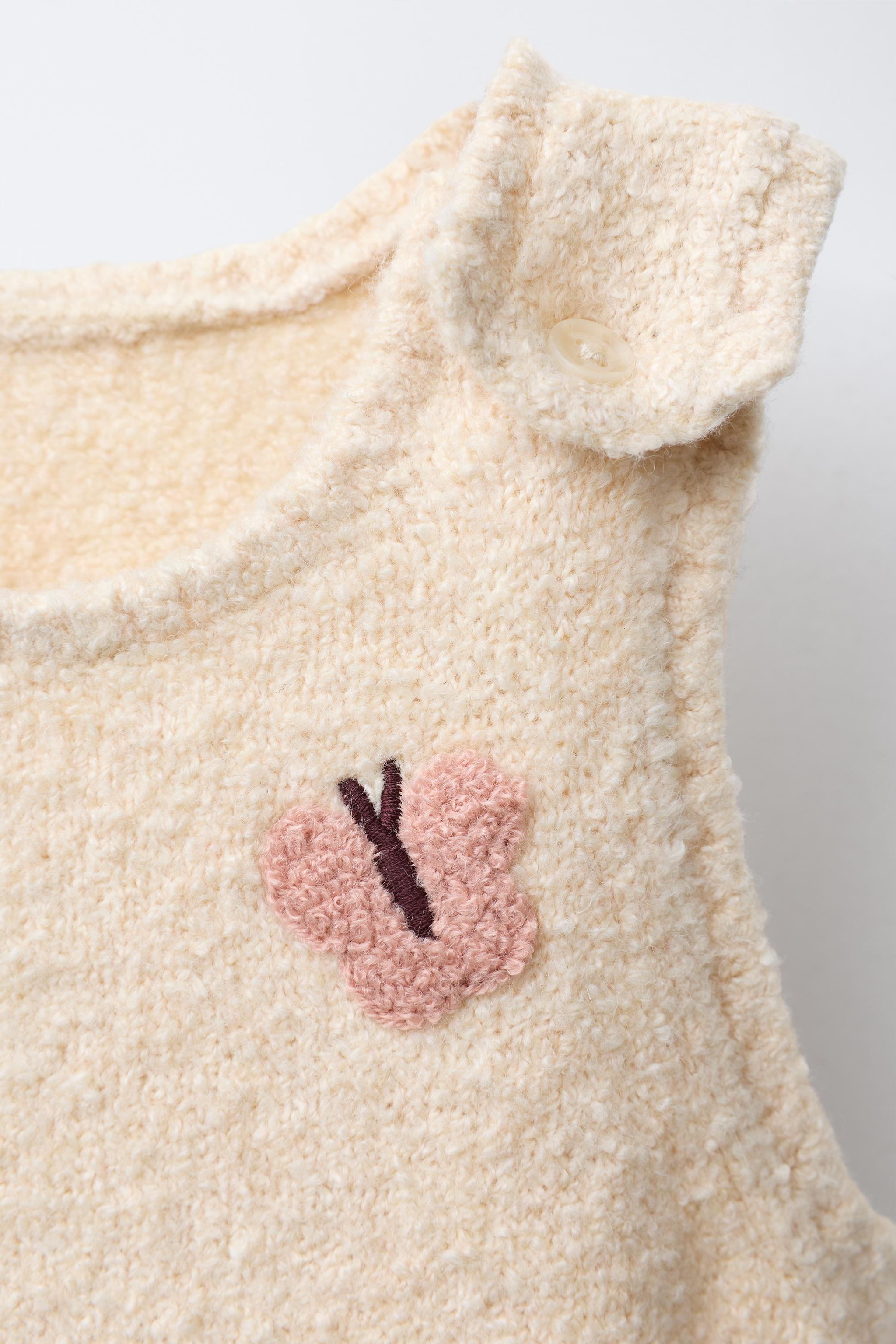 EMBROIDERED BUTTERFLY KNIT OVERALLS - Light beige | ZARA