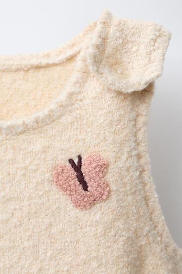 SALOPETTE EN MAILLE PAPILLONS BRODÉS - Beige clair de Zara - Image 2