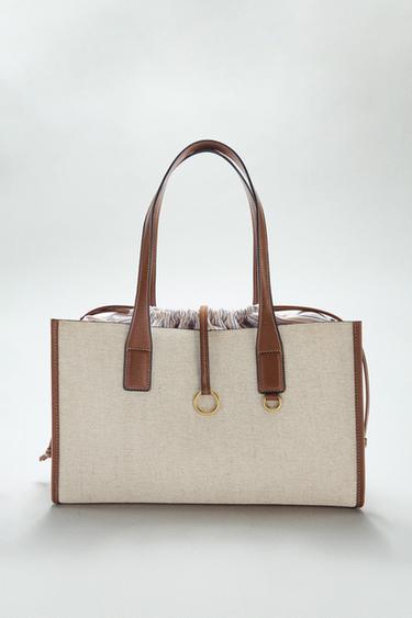 MAXI CANVAS TOTE BAG - Ecru by Zara
