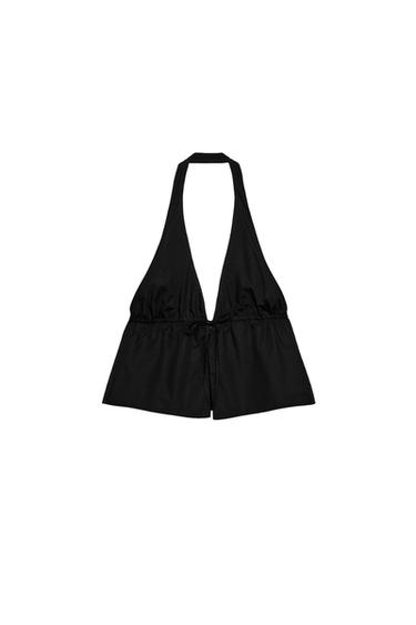 POPLIN HALTER TOP - Black by Zara