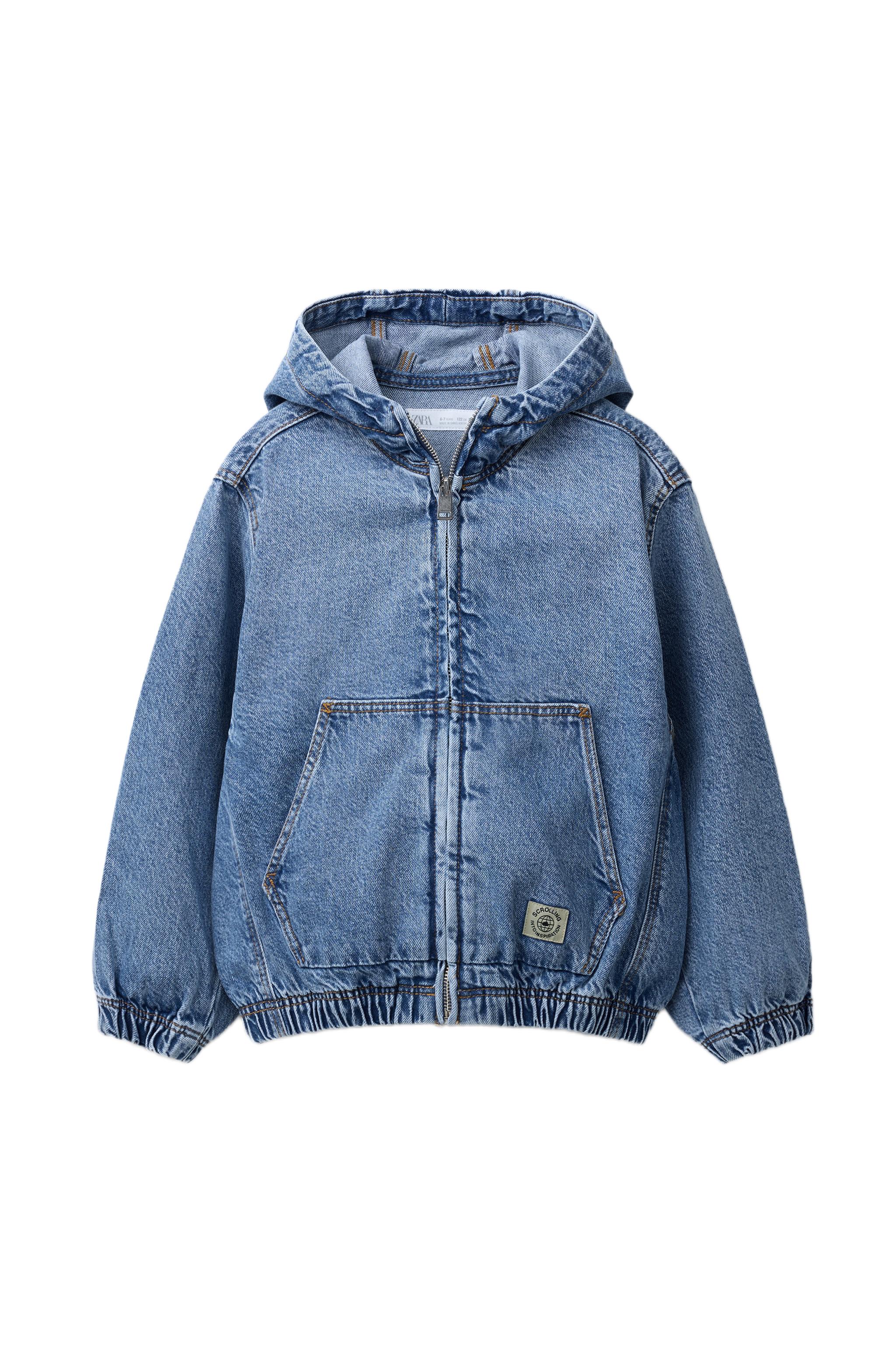DENIM HOODIE JACKET - Mid-blue | ZARA United States