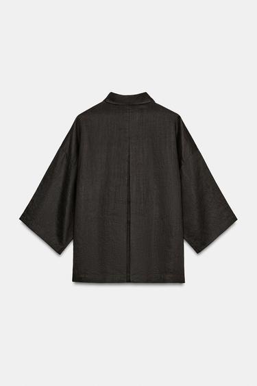 ZW COLLECTION OVERSIZE RAMIE SHIRT - Brown by Zara - Image 5