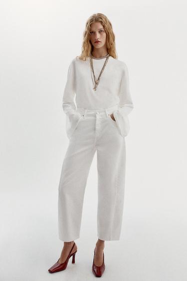 JEANS Z1975 BARREL TIRO ALTO - Blanco de Zara