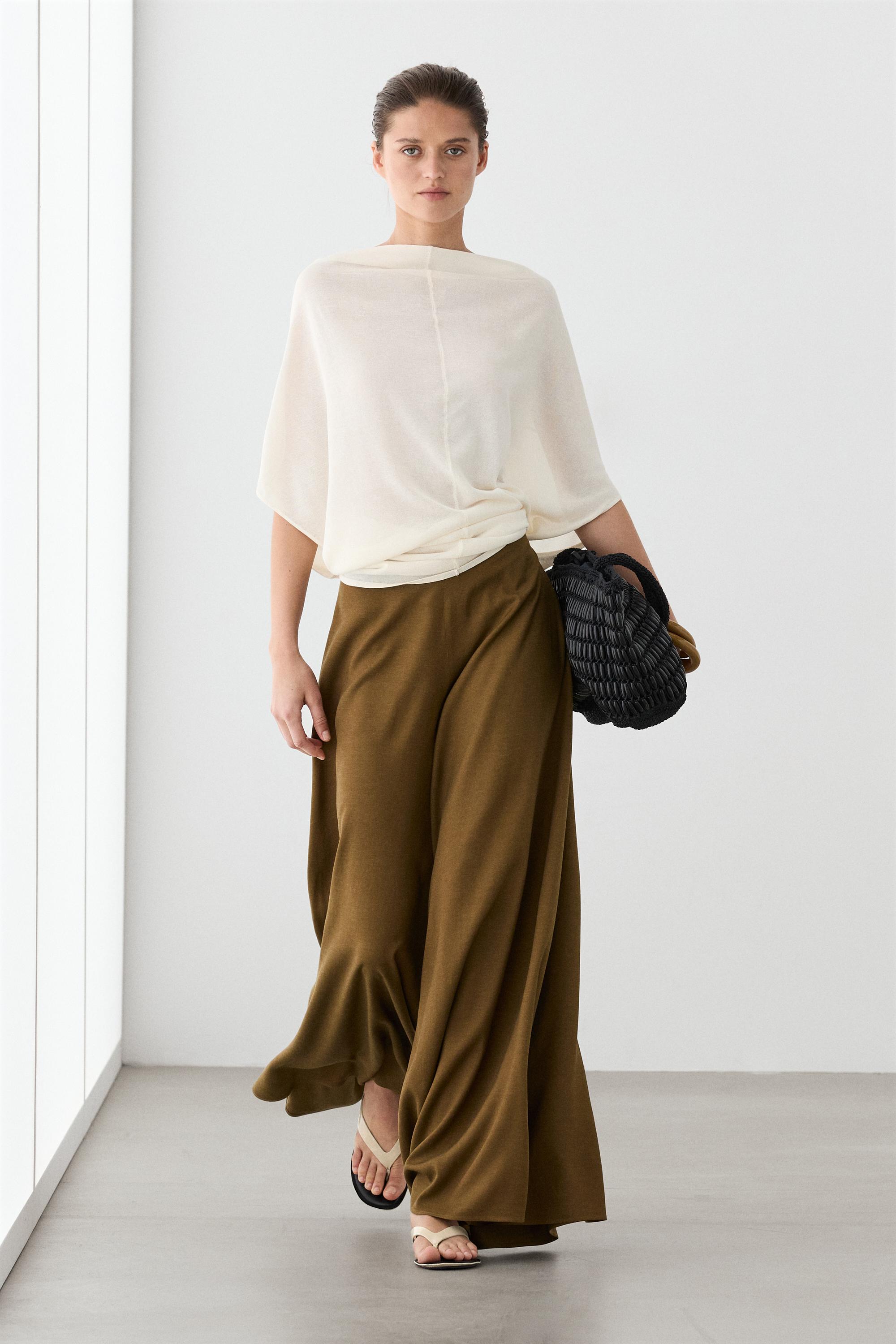 Flowing fabric wide-leg trousers — 694