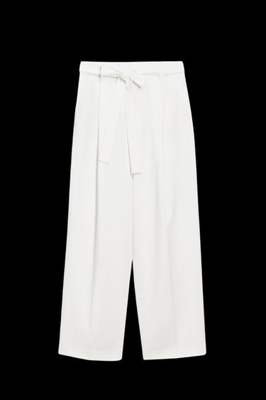 Zara BELTED PANTS 50TH ANNIVERSARY - White - Image 0