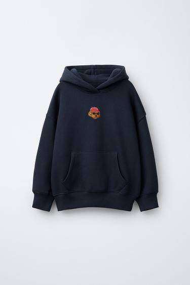 Zara EMBROIDERED DOG HOODIE - Navy blue