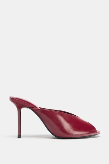 OPEN-TOE SANDALS - Burgundy Red by Zara