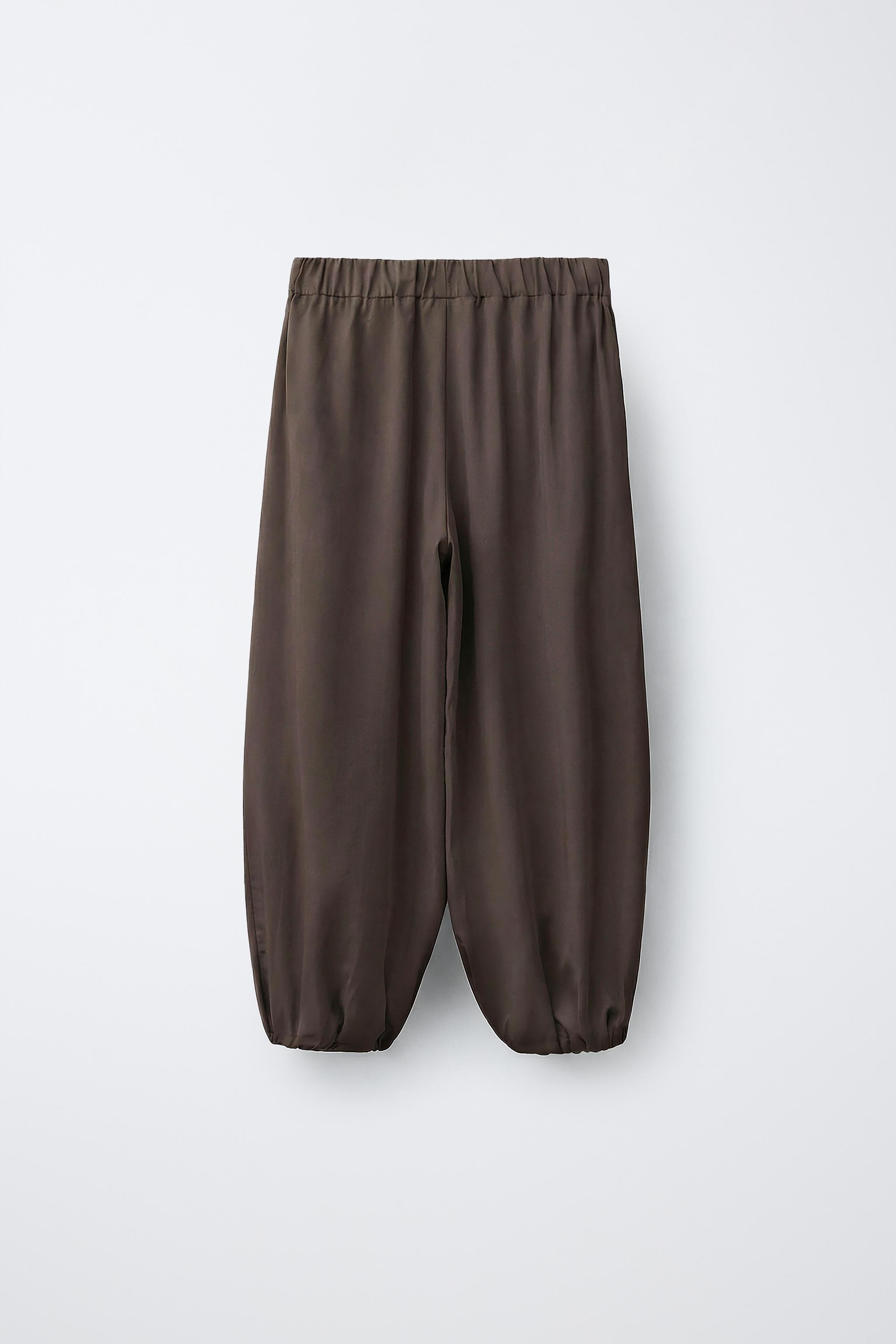 PLEATED PANTS — Brown