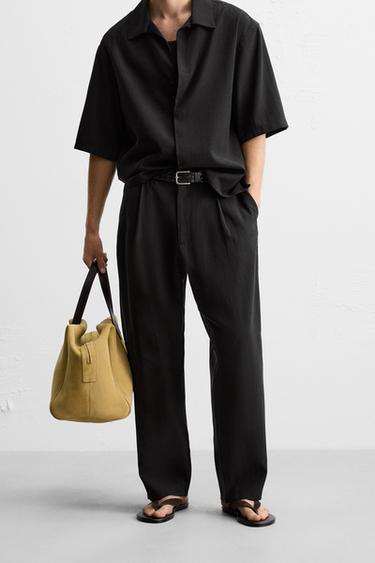 FLOWING PLEATED TROUSERS - Black by Zara