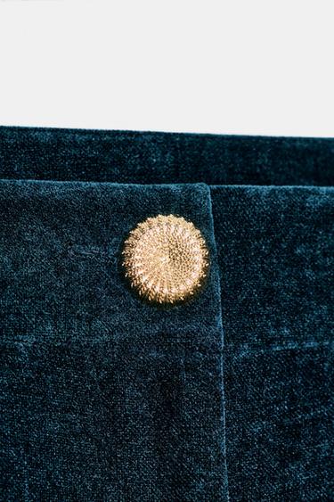 VELVET WIDE-LEG TROUSERS - Duck green by Zara - Image 8