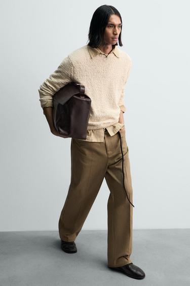 PANTALON STRAIGHT FIT À PASSANTS - Beige de Zara - Image 5