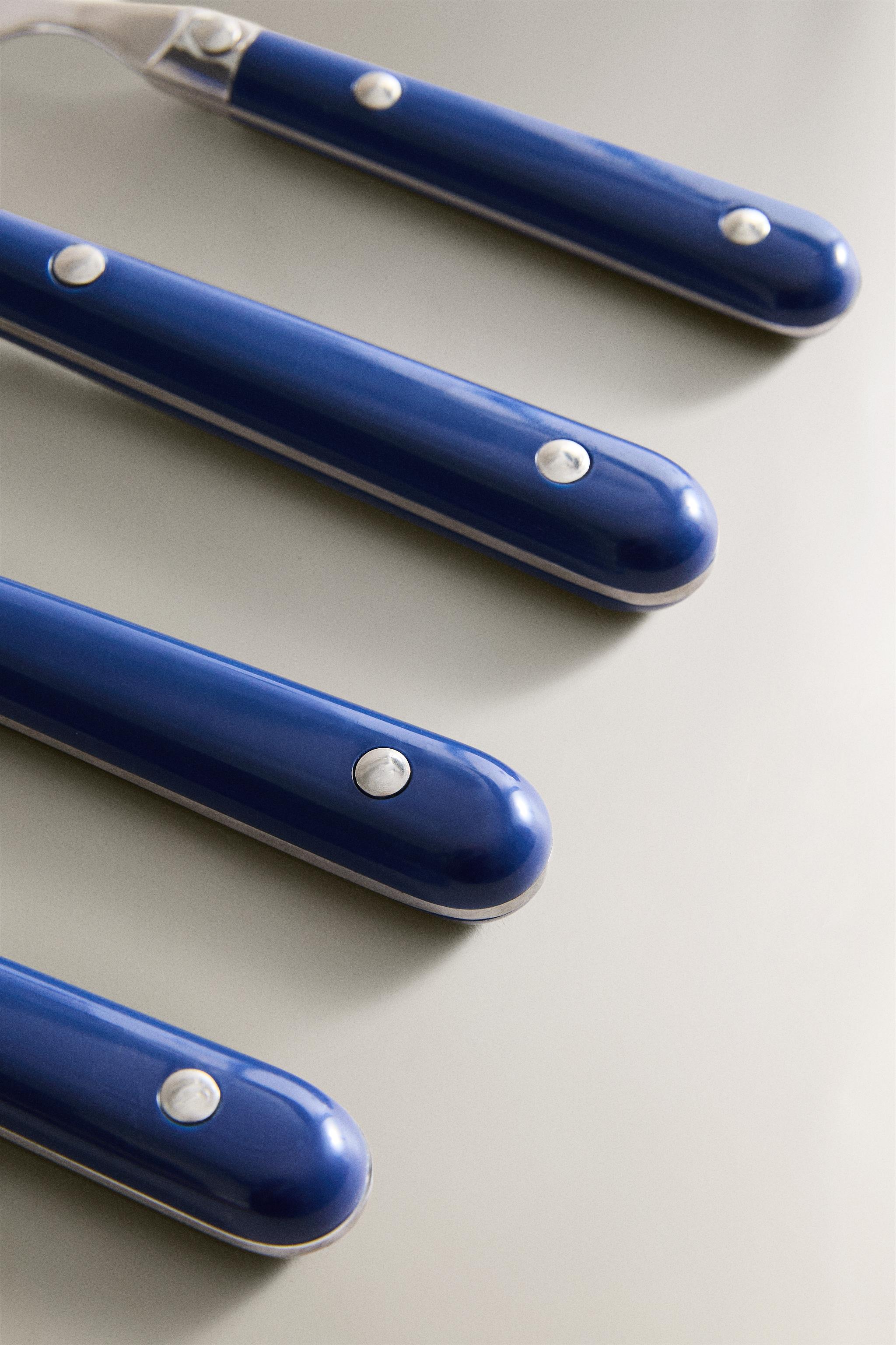 ENSEMBLE COUVERTS 4 PIÈCES MANCHE BLEU