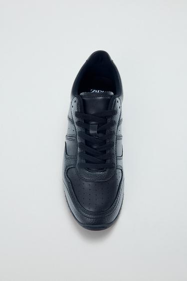 Zara LEATHER SNEAKERS - Black